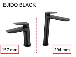 Design-Waschtischarmatur, Mischer, Höhe 157 und 294 mm - EJIDO BLACK