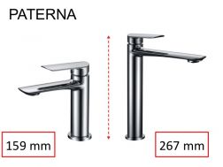 Design-Waschtischarmatur, Mischer, Höhe 159 und 267 mm - PATERNA CHROME