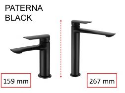 Design-Waschtischarmatur, Mischer, Höhe 159 und 267 mm - PATERNA BLACK