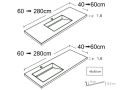 Designer-Waschtisch 120 x 50 cm aus Mineralharz Solid-Surface - COPER 45