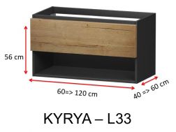 Eine Schublade und eine Nische, Höhe 56 cm, Waschtischunterschrank - KYRYA L33
