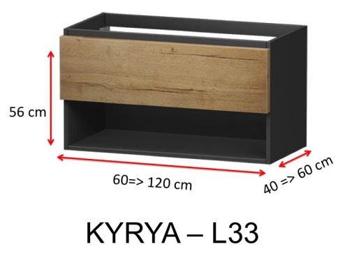 Eine Schublade und eine Nische, Hhe 56 cm, Waschtischunterschrank - KYRYA L33