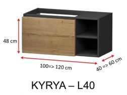 Eine Schublade und zwei Nischen, Höhe 48 cm, Waschtischunterschrank - KYRYA L40