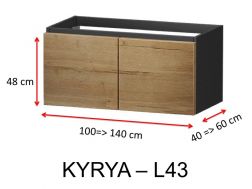 Zwei Schubladen, für Doppelwaschbecken, Höhe 48 cm, Waschtischunterschrank - KYRYA L43