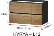 Vier Schubladen, davon zwei asymmetrisch, Höhe 64 cm, Waschtischunterschrank - KYRYA L12