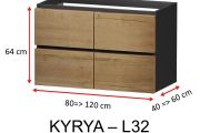 Vier symmetrische Schubladen, für zentrales Waschbecken, Höhe 64 cm - KYRYA L32