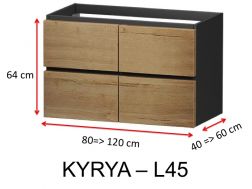 Vier symmetrische Schubladen, für versetztes Waschbecken, Höhe 64 cm - KYRYA L45