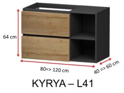 Zwei Schubladen und zwei Nischen mit Regal, Höhe 64 cm, Waschtischunterschrank - KYRYA L41