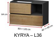 Zwei Schubladen und eine obere Nische, Höhe 64 cm, Waschtischunterschrank - KYRYA L36