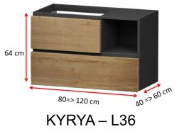 Zwei Schubladen und eine obere Nische, Höhe 64 cm, Waschtischunterschrank - KYRYA L36