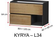 Zwei Schubladen und eine untere Nische, Höhe 64 cm, Waschtischunterschrank - KYRYA L34