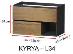 Zwei Schubladen und eine untere Nische, Höhe 64 cm, Waschtischunterschrank - KYRYA L34