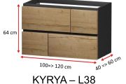 Vier gekreuzte Schubladen, Höhe 64 cm, Waschtischunterschrank - KYRYA L38
