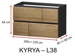 Vier gekreuzte Schubladen, Höhe 64 cm, Waschtischunterschrank - KYRYA L38