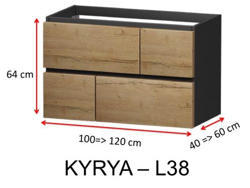Vier gekreuzte Schubladen, H�he 64 cm, Waschtischunterschrank - KYRYA L38