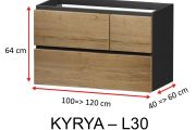 Drei Schubladen: 2 oben und eine unten, Höhe 64 cm, Waschtischunterschrank - KYRYA L30