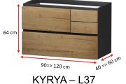 Vier Schubladen: 3 obere und 1 untere, Höhe 64 cm, Waschtischunterschrank - KYRYA L37
