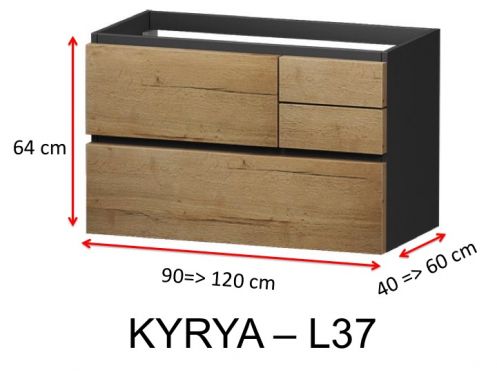 Vier Schubladen: 3 obere und 1 untere, Hhe 64 cm, Waschtischunterschrank - KYRYA L37