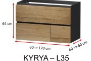 Drei Schubladen: 1 obere und 2 untere, Höhe 64 cm, Waschtischunterschrank - KYRYA L35