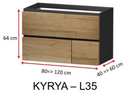 Drei Schubladen: 1 obere und 2 untere, Höhe 64 cm, Waschtischunterschrank - KYRYA L35