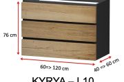 Drei Schubladen, Höhe 76 cm, Waschtischunterschrank - KYRYA L10