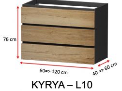 Drei Schubladen, Höhe 76 cm, Waschtischunterschrank - KYRYA L10