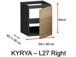 Eine Tür, Höhe 64 cm, Waschtischunterschrank - KYRYA L27 Rechts