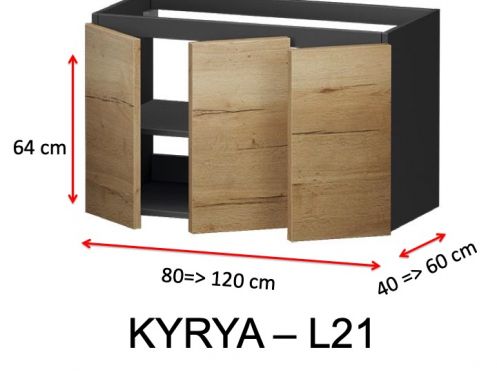 Dreitrig, Hhe 64 cm, Waschtischunterschrank - KYRYA L21