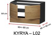 Zwei Türen und eine untere Schublade, Höhe 64 cm, für Waschtischunterschrank - KYRYA L02