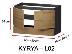 Zwei Türen und eine untere Schublade, Höhe 64 cm, für Waschtischunterschrank - KYRYA L02