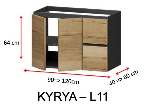 Zwei T�ren und zwei Schubladen, H�he 64 cm, f�r Waschtischunterschrank - KYRYA L11
