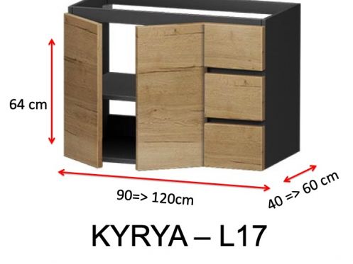 Zwei T�ren und drei Schubladen, H�he 64 cm, f�r Waschtischunterschrank - KYRYA L17