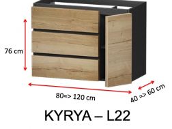 drei Schubladen und eine Tür, Höhe 76 cm, Waschtischunterschrank - KYRYA L22