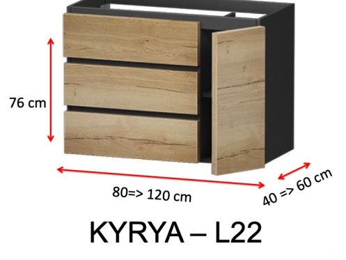 drei Schubladen und eine T�r, H�he 76 cm, Waschtischunterschrank - KYRYA L22