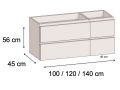 Mbelset 4 Schubladen 100 - 120 - 140 cm __plus__ Waschbecken links __plus__ Spiegel - VALENCIA 4T