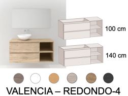 Möbelset 120 - 140 cm - 2 Schubladen __plus__ 2 Nischen __plus__ Aufsatzwaschbecken __plus__ Spiegel - VALENCIA REDONDO 4