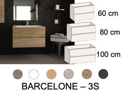 Waschtisch mit 3 Schubladen __plus__ Waschbecken __plus__ Spiegel - BARCELONE 3S