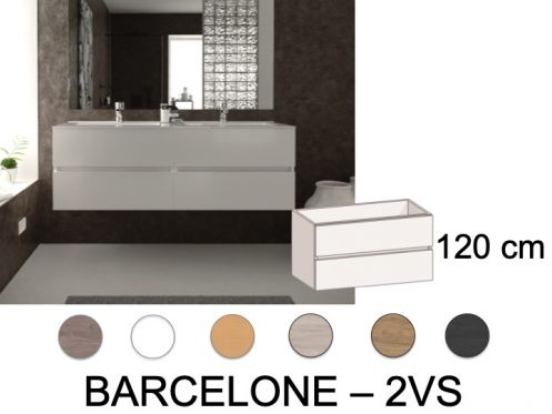 Mbelset 3 Schubladen __plus__ Doppelwaschbecken __plus__ Spiegel - BARCELONE 2VS