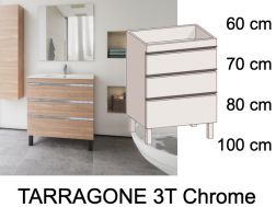 Waschtisch mit 3 Schubladen __plus__ Waschbecken __plus__ Spiegel - TARRAGONE 3T Chrome