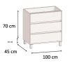 Waschtisch mit  100 cm - 3 Schubladen __plus__ Waschbecken __plus__ Spiegel - COLORS FORTY 3T