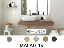 Aufsatzplatte, für Aufsatzwaschbecken, 60 => 140 cm __plus__ Waschbecken __plus__ Spiegel - MALAGA 1V