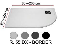 Duschwanne, mit viertelrunder Ecke - RADIUS 55 RAND RECHTS