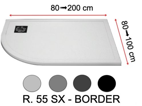 Duschwanne, mit viertelrunder Ecke - RADIUS 55 RAND LINKS