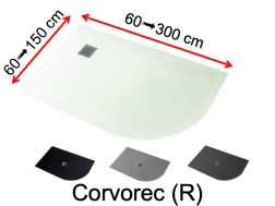 Duschwanne, mit Viertelrundbogen, rechts - CORVOREC RIGHT