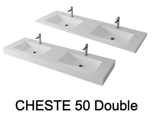 Design-Waschbecken,  aus Mineralharz mit fester Oberflche - CHESTE 50 DOUBLE