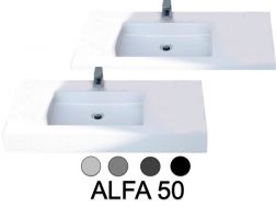 Waschtischplatte, hängend oder Tischplatte, aus Mineralharz - ALFA 50