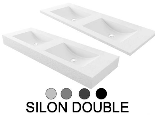 Waschtischplatte, h�ngend oder Tischplatte, aus Mineralharz - SILON DOUBLE
