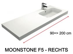 Waschtischplatte, wandhängend oder freistehend, aus Mineralharz - MOONSTONE F5 RECHTS
