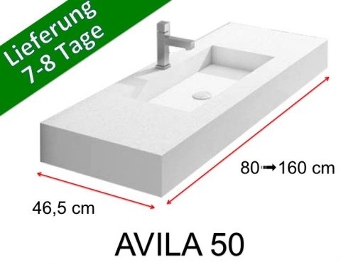 Waschtischplatte, aufgeh�ngt oder Arbeitsplatte, aus Mineralharz - AVILA 140