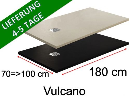 180 cm - Duschwannen, Mineralharz, rutschfest - VULCANO  Anthrazit oder Beige